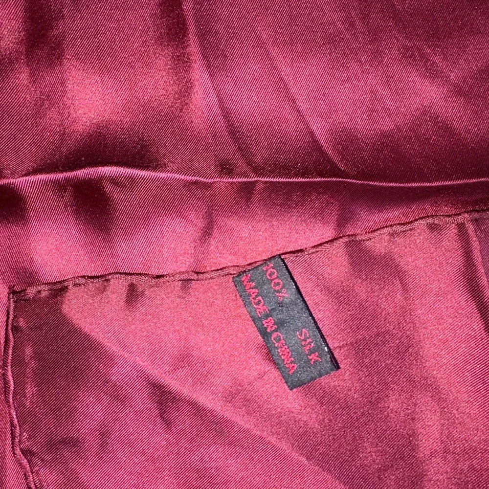 Silk Square Scarf 20 x 20  Burgundy red real silk Finish Formal wedding suit